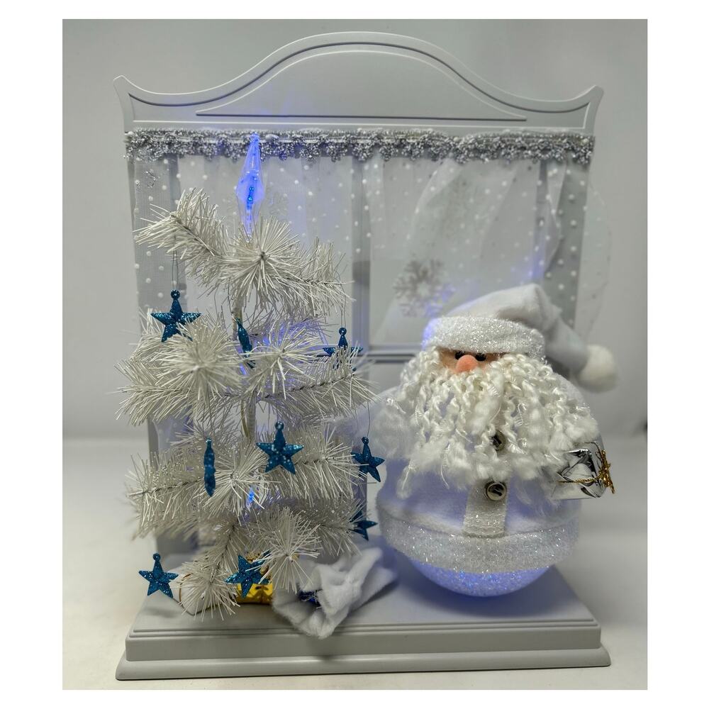 Avon Santa Lighted Window Display Decoration White‎ Gold Silver Blue